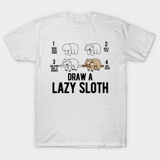 Draw a lazy Sloth fun animal step by step painting T-Shirt by Values Tees